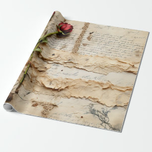 Timeless Vintage Floral Love Letter Wrapping Paper