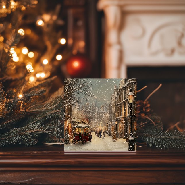Timeless Vintage London Snowy Christmas Holiday Card (Creator Uploaded)