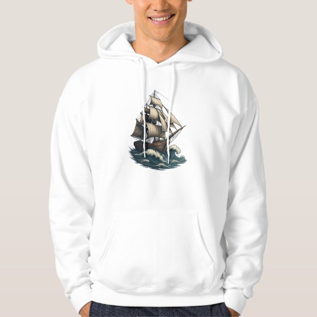 Timeless Voyage – Vintage Sailing Dreams Hoodie (Front)
