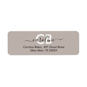 Timeless - Warm Grey Monogram Address Label