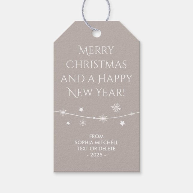 Timeless - Warm Grey - Snowflake Gift Tags (Front)