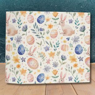 Timeless Watercolor Pastel Bunny Flowers Eggs Binder