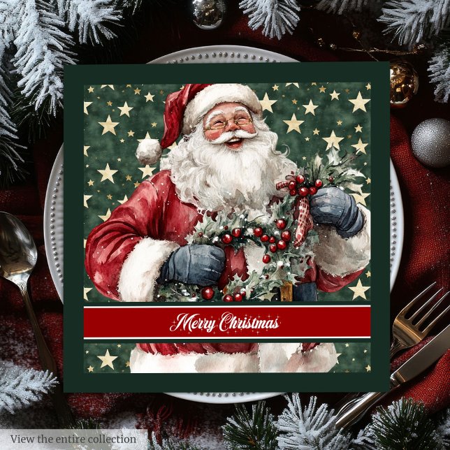 Timeless Watercolor Santa Claus Table Napkins (Timeless Watercolor Santa Claus Table Napkins)