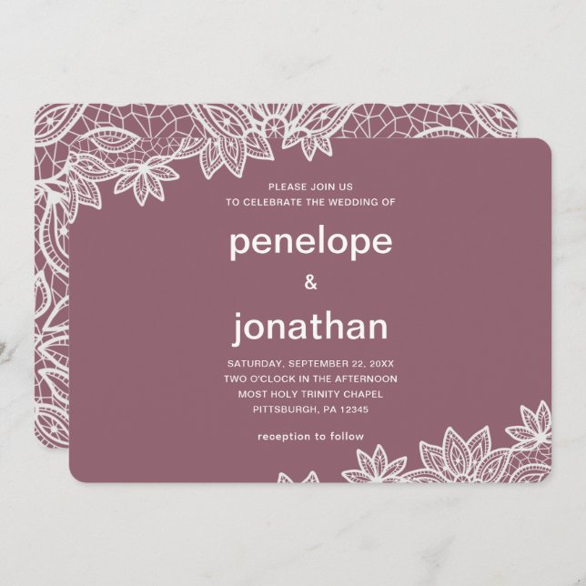 Timeless Wedding Lace Look Invitation (Front/Back)