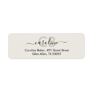 Timeless -- White Sand Monogram Address Label