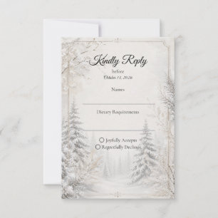 Timeless Winter Forest Elegance Wedding RSVP Card
