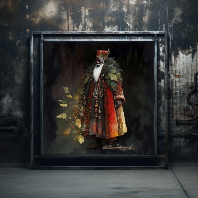 Timeless Woodland Black Santa in Velvet Red Cloak Poster (Creator Uploaded)