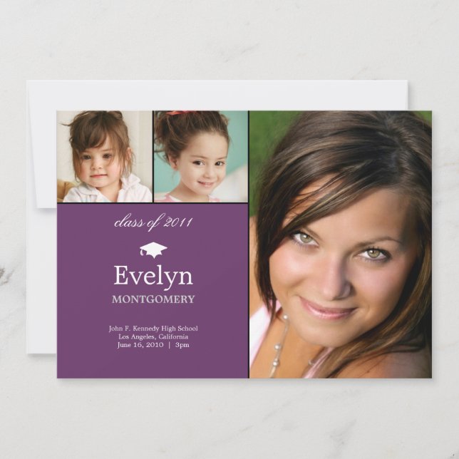 Timeline 3 Photo Graduation Announcement (Front)