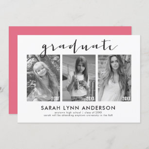 Timeline 3 Photo Graduation Party Invitation