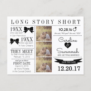 Timeline Bows Save the Date Post Card