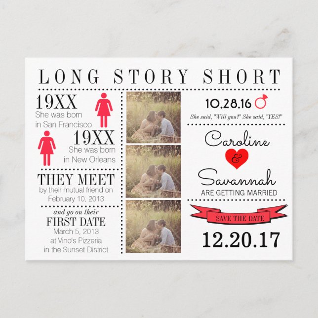 Timeline Save the Date Post Card (Front)