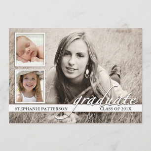 Timeline Three Photo Graduation Party Invitation