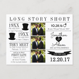 Timeline Top Hat Save the Date Post Card