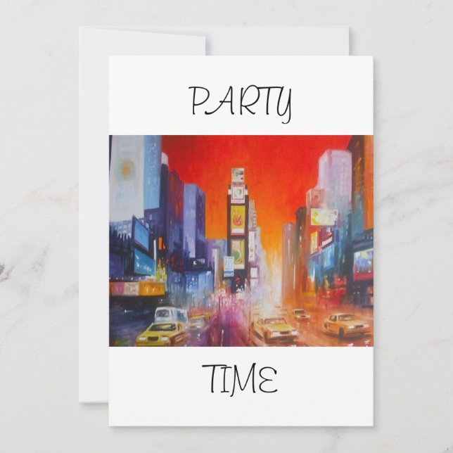 Times Square America Party Time Invitation (Front)