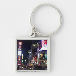 Times Square at night in Manhattan, New York Keychain