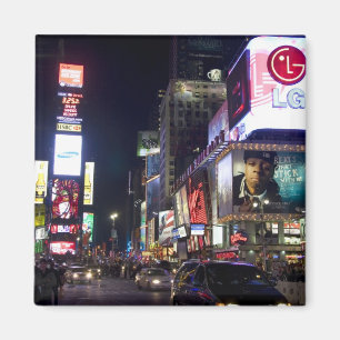 Times Square at night in Manhattan, New York Magnet