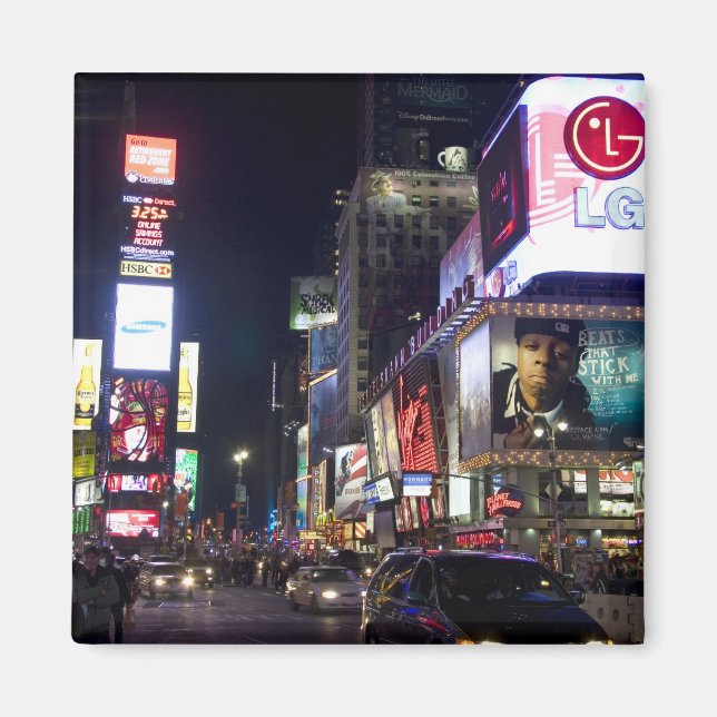 Times Square at night in Manhattan, New York Magnet (Front)