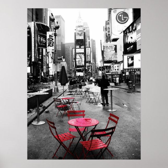 Times Square Black White & Red Poster (Front)