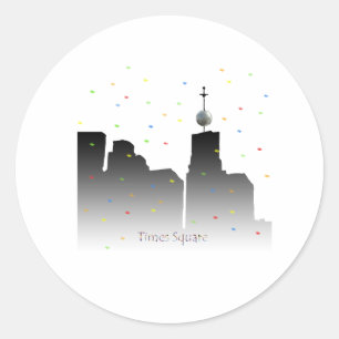 times square new years classic round sticker