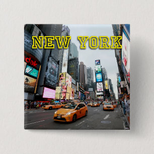 Times Square New York City USA 2 Inch Square Button
