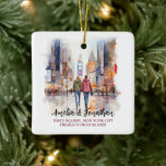 Times Square New York Watercolor Travel Art Ceramic Ornament<br><div class="desc">Times Square New York United States Watercolor Travel Art Ceramic Ornament. Personalize with your own text. This is another 100% original Snuggle Hamster Designs.

#TravelSouvenirOrnaments,  #HandmadeTravelKeepsakes,  #DestinationThemedOrnaments,  #OrnamentsForTravelLovers,  #UniqueTravelGiftOrnaments,  #CustomTravelOrnaments,  #TravelInspiredDecorations,  #WorldTravelCollectibles,  #OrnamentsForTravelers,  #PersonalizedTravelOrnaments</div>