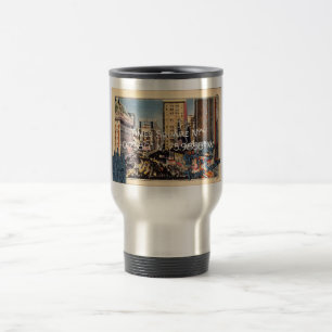 Times Square NY Map Coordinates Vintage Style Travel Mug