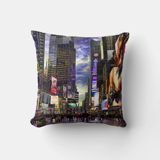 Times Square Photo in HDR Throw Pillow (Front)