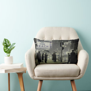 Times Square Snow Storm 1959 Lumbar Pillow