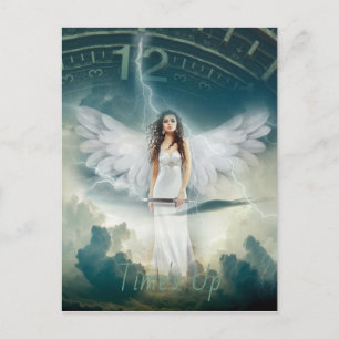 Time's Up Movement Female Angel Wings Clock Postcard