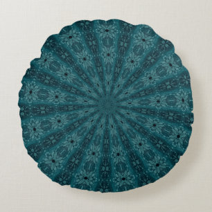 Timeworn Blue Burst Pattern Round Pillow