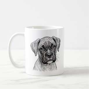 Timid Boxer Puppy Black Coffee Mug
