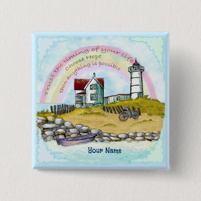 Timing Lighthouse  2 Inch Square Button (Front)