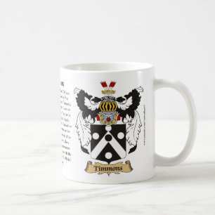 Timmons, the Origin, the Meaning and the Crest Coffee Mug