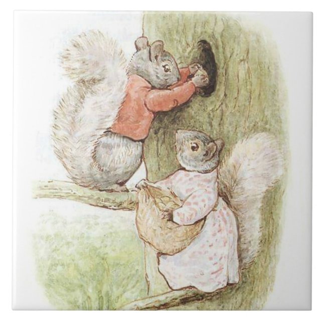 Timmy Tiptoes and Goody Squirrel by Beatrix Potter Tile (Front)