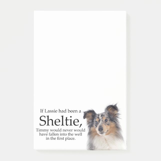 Timmy's Blue Merle Sheltie Post It Notes (Front)