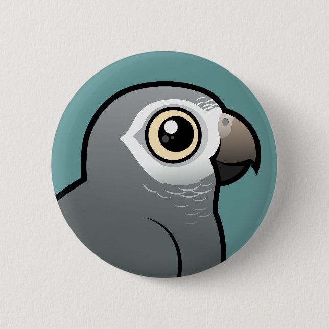 Timneh African Grey Parrot 2 Inch Round Button (Front)