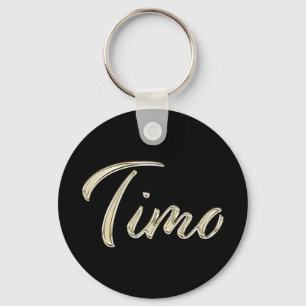 Timo Name whitegold Button Schlüsselanhänger Keychain