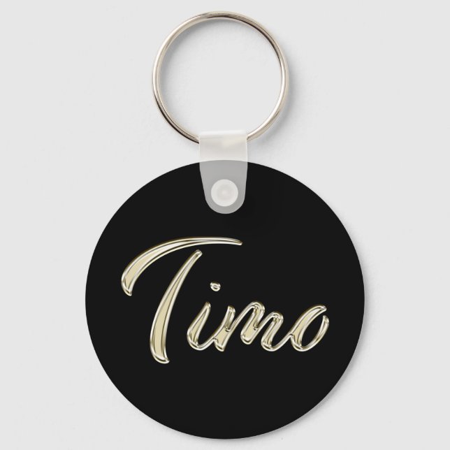 Timo Name whitegold Button Schlüsselanhänger Keychain (Front)
