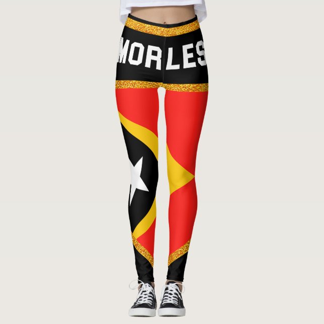 Timor Leste Flag Leggings (Front)