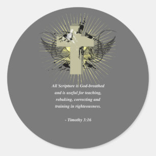 TIMOTHY 3:16 Bible Verse Classic Round Sticker