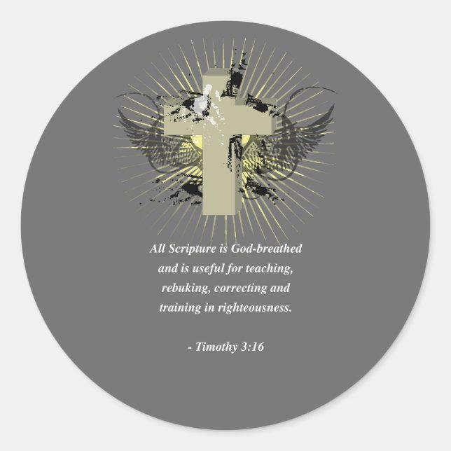 TIMOTHY 3:16 Bible Verse Classic Round Sticker (Front)