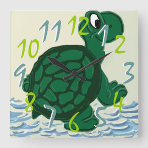 Timothy the Turtle Square Wall Clock