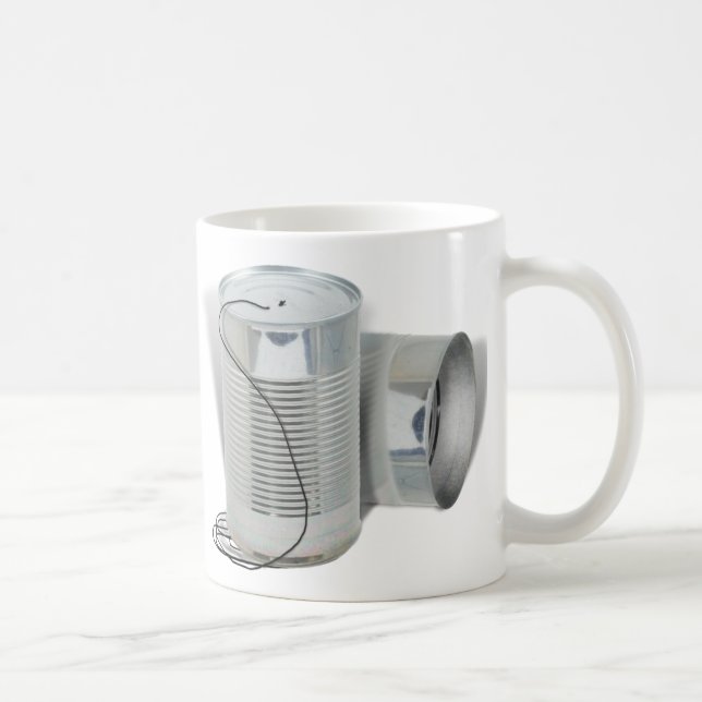 Tin Can Phone (Can you hear me NOW?) Coffee Mug (Right)