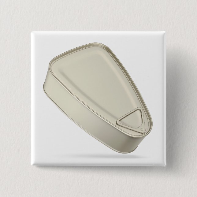 Tin can with ham, fish or other food 2 inch square button (Front)