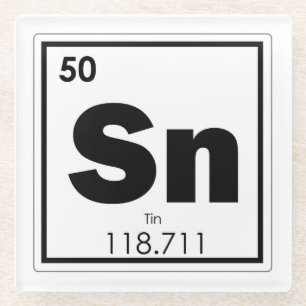Tin chemical element symbol chemistry formula geek glass coaster