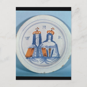 Tin-glazed earthenware plate, Lambeth, c.1689 Postcard