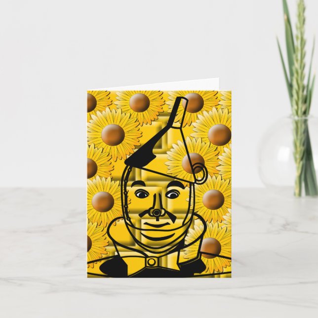 Tin Man In Yellow - Small - 4" x 5.6" - Vertical Thank You Card (Front)