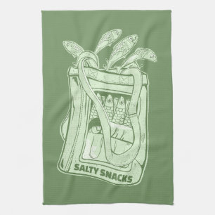 Tin of sardines salty snack kitchen towel