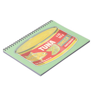 Tin of tuna canned fish retro notebook