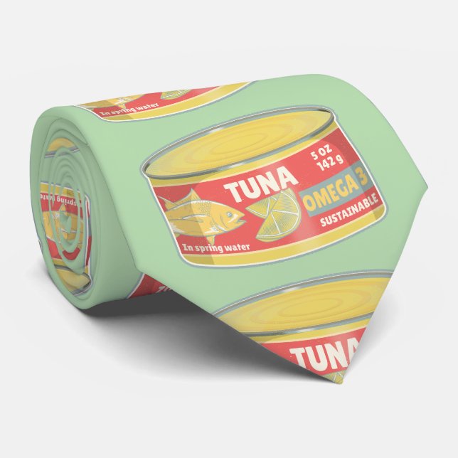 Tin of tuna canned fish retro tie (Rolled)